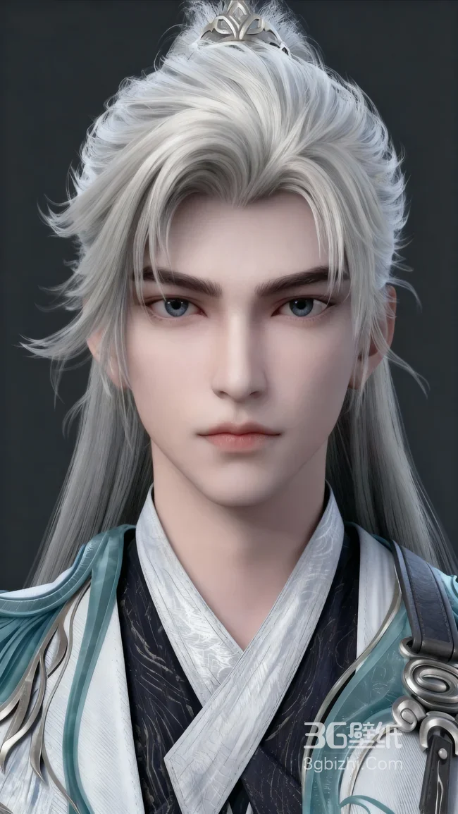 银发束冠《完美世界》角色荒天帝石昊·青白蛇纹古装 国风仙侠壁纸1