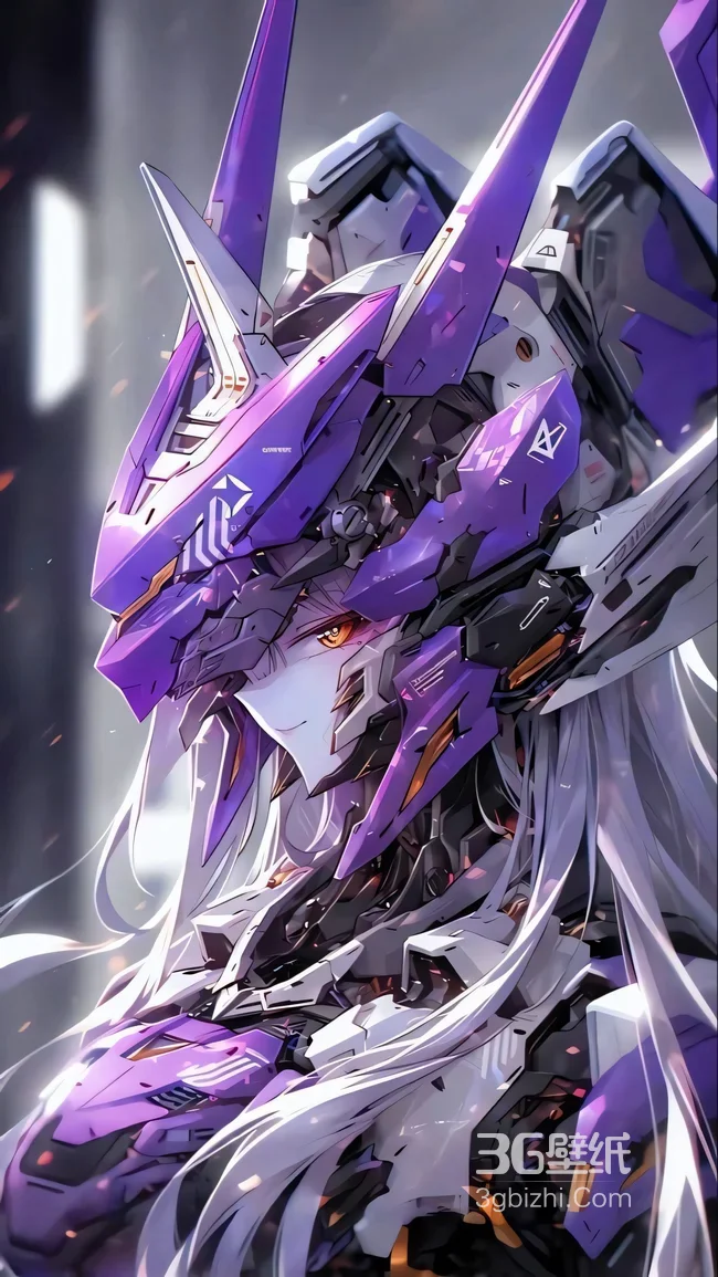 机械装甲少女·紫白机甲二次元科幻风格高清壁纸1