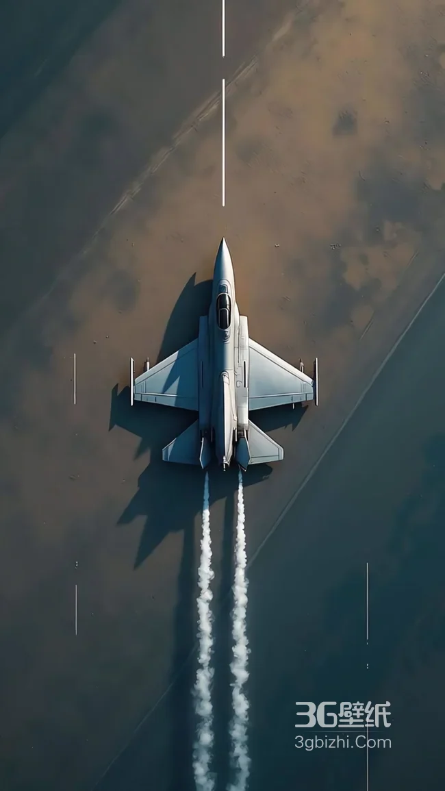 写实航拍银灰战斗机双尾烟疾驰地面 超震撼军事壁纸精选1