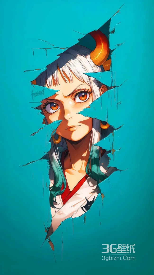 大和（航海王）·牛角白发橙眸 二次元动漫插画热血壁纸1