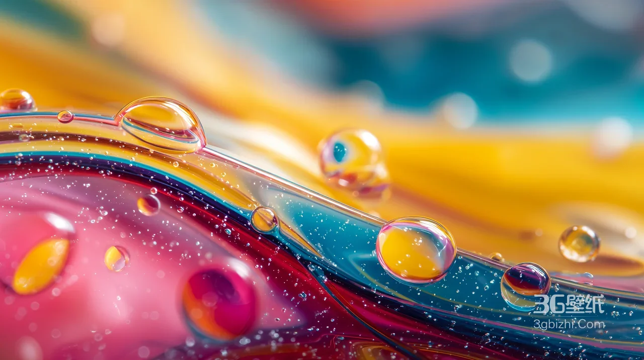彩色流体琉璃质感水滴·梦幻唯美超高清动态效果背景1
