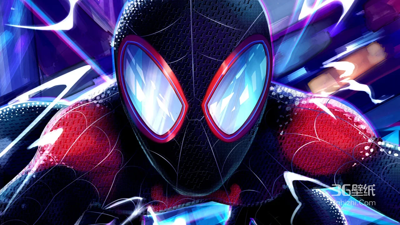 迈尔斯·莫拉莱斯·电光战衣 赛博朋克风 蜘蛛侠：平行宇宙超燃电脑壁纸1
