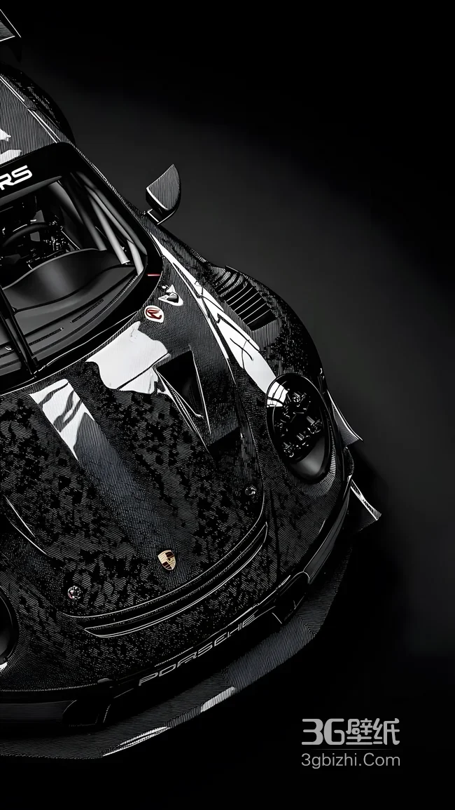 保时捷赛车·碳纤维哑光黑车身·暗黑运动风超跑高清背景1