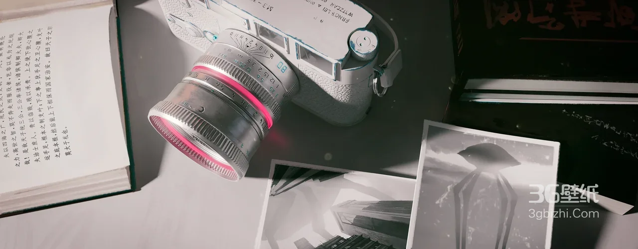 复古银粉相机·中文书页·黑白手绘·文艺写实风 文艺桌面背景1