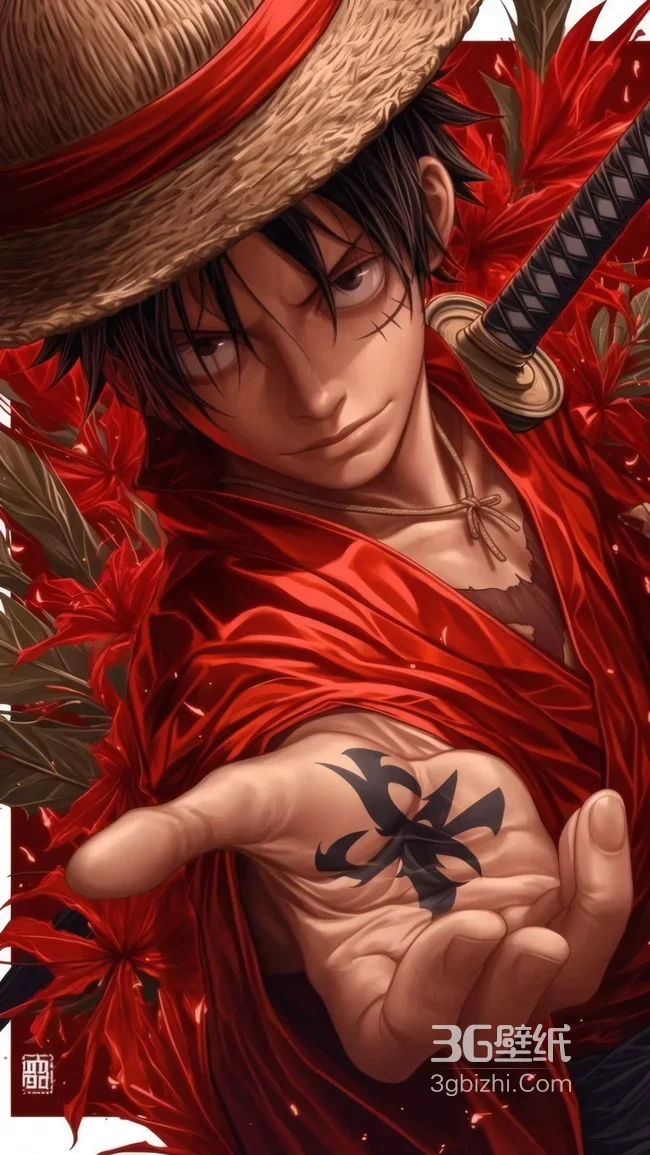 蒙奇·D·路飞·和之国武士装扮 热血和风海贼王插画 高清动漫插画1