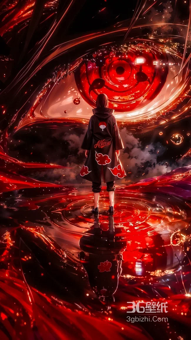 火影忍者晓组织成员·红云长袍对峙巨型写轮眼 暗黑炫酷超高清全屏1