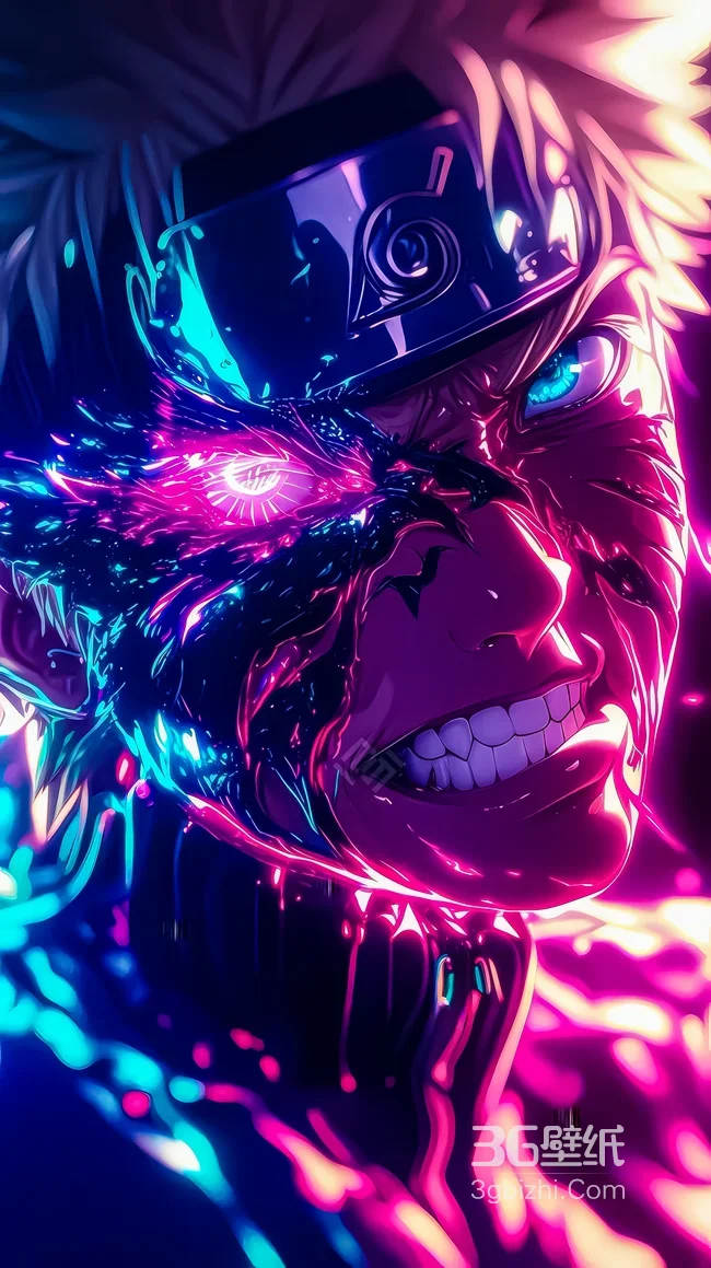 宇智波带土·写轮眼暴走 霓虹光影撕裂面具 火影忍者热血动漫高清1