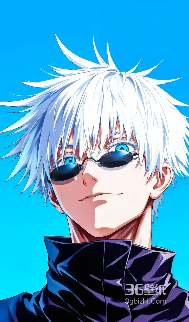 五条悟·六眼觉醒 白发墨镜潮酷男神 咒术回战二次元高清插画1