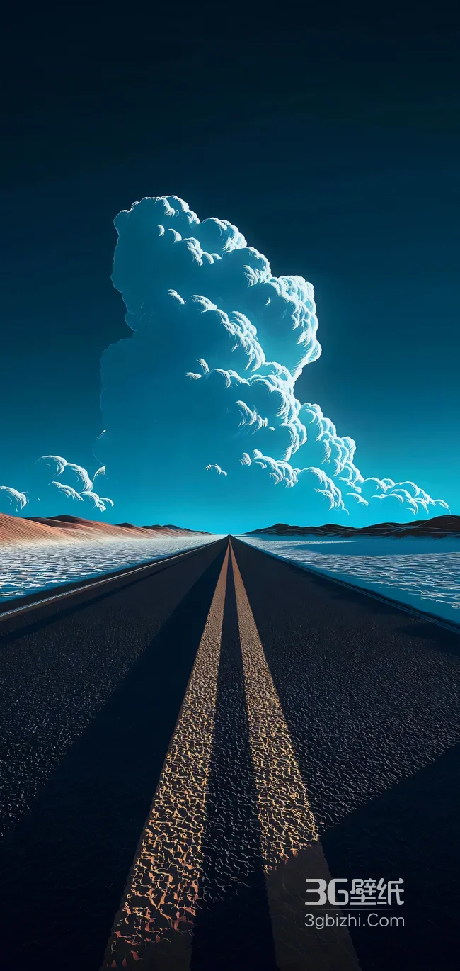 荒漠公路巨云景观·梦幻写实风·超火竖屏壁纸1