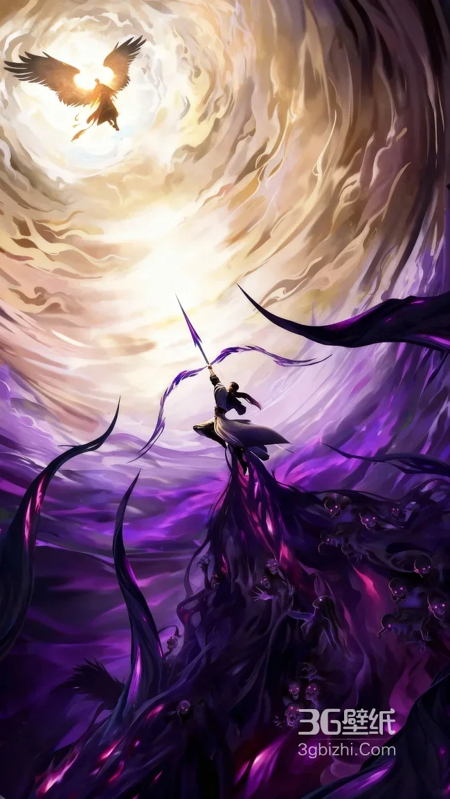 帅哥剑侠持紫剑破暗迎光·国风玄幻暗黑风 热血手机壁纸1