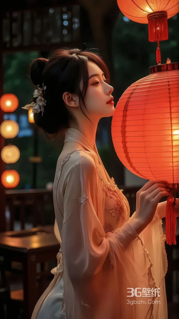 国风少女·红灯笼旁温婉伫立 古风人像氛围感参考图1