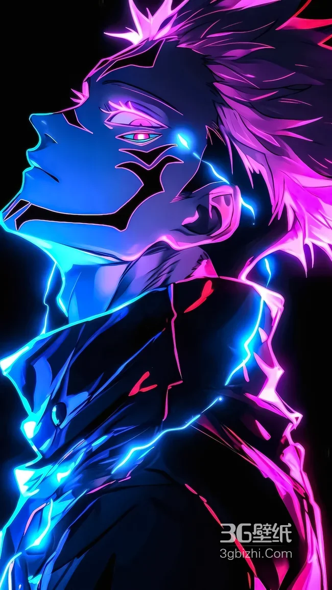 两面宿傩·咒纹电光 暗黑霓虹风 咒术回战超燃壁纸1