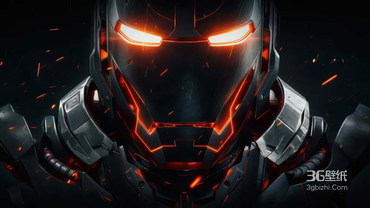 钢铁侠暗黑机甲·赤红光效 硬核科幻风高热度电脑壁纸1