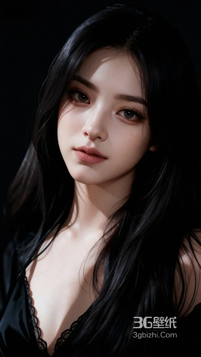 长发黑衣女子·暗黑唯美风·冷艳肖像高人气手机壁纸1