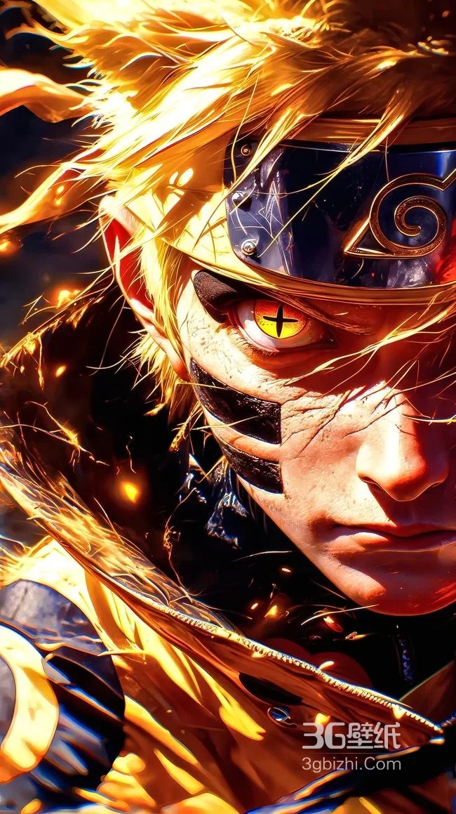 漩涡鸣人·十字眼九尾查克拉燃动 写实热血风火影忍者超燃动漫角色壁纸1
