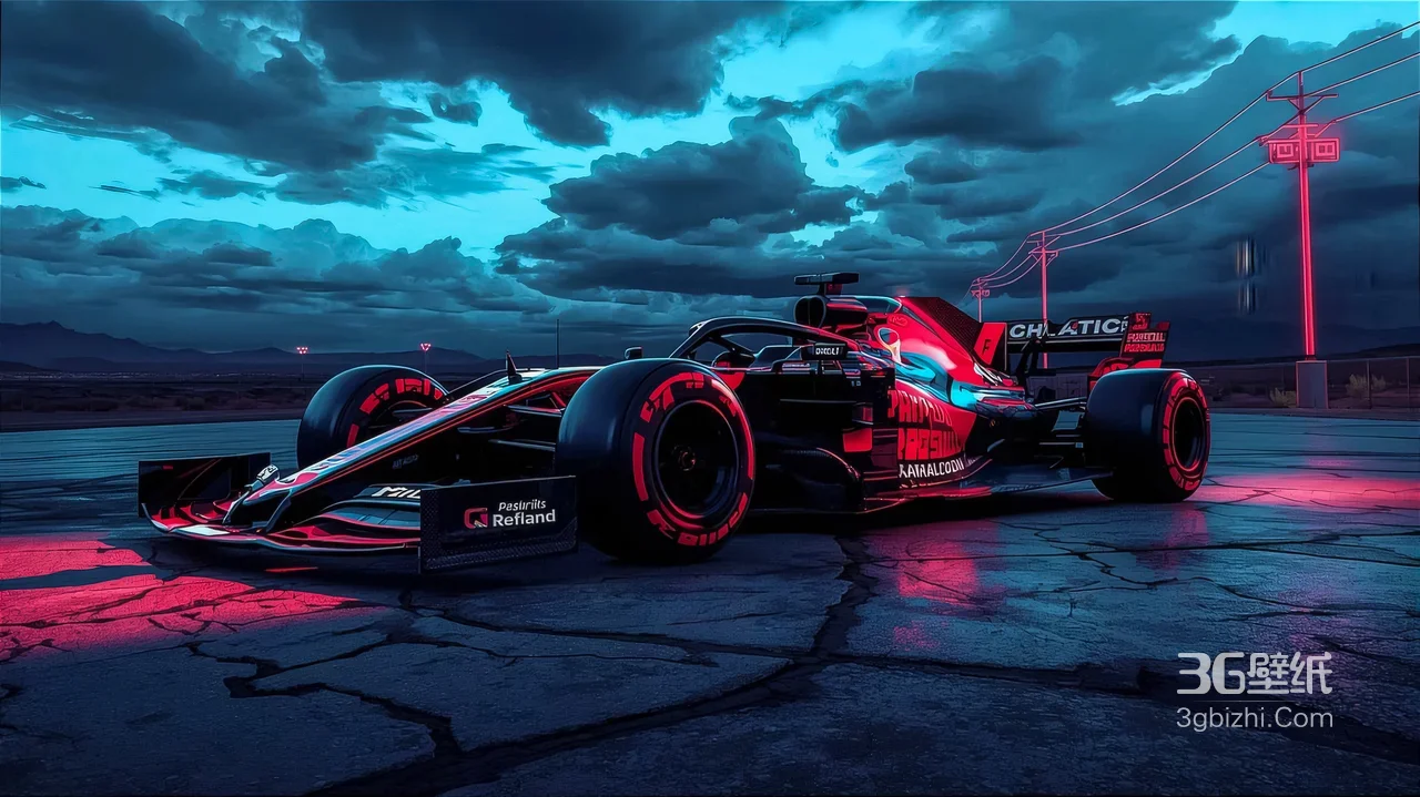 F1赛车·赛博朋克暗黑霓虹风·废土公路桌面背景1