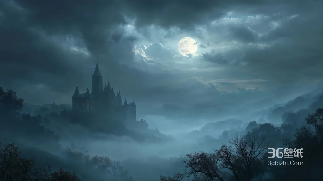 月夜迷雾哥特城堡·暗黑魔幻风桌面背景1
