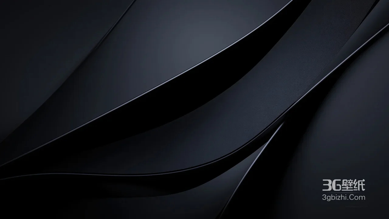 黑色曲线几何纹理·暗黑极简风 高质感桌面背景图1