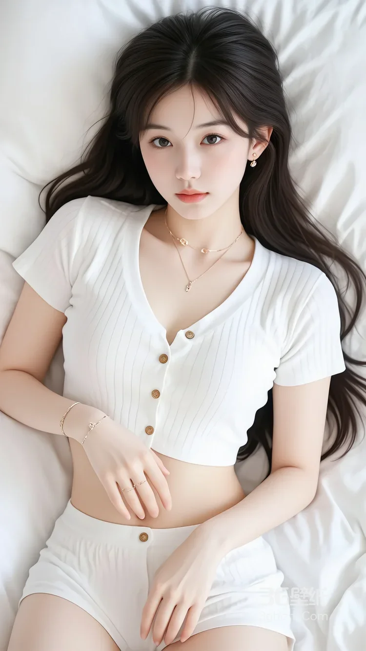 长发女生·白衣居家唯美清新风 高颜女生居家写真4