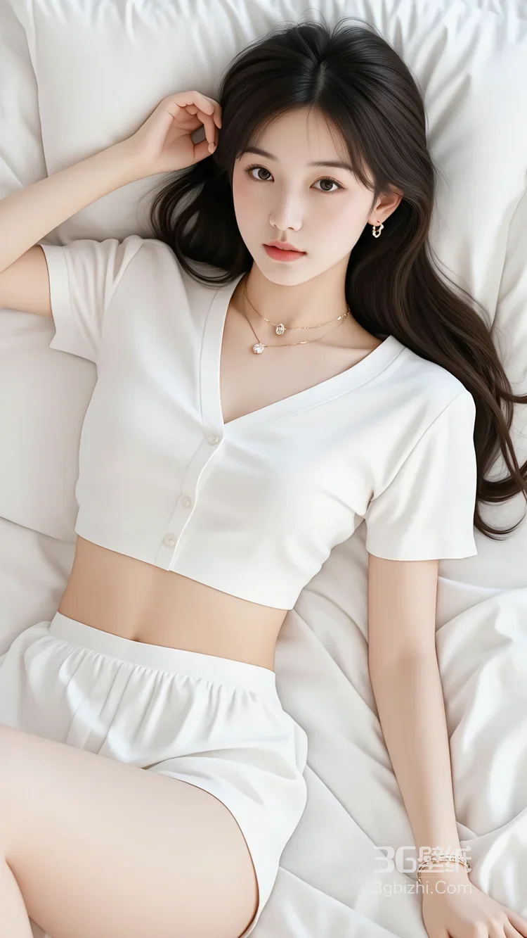 长发女生·白衣居家唯美清新风 高颜女生居家写真1