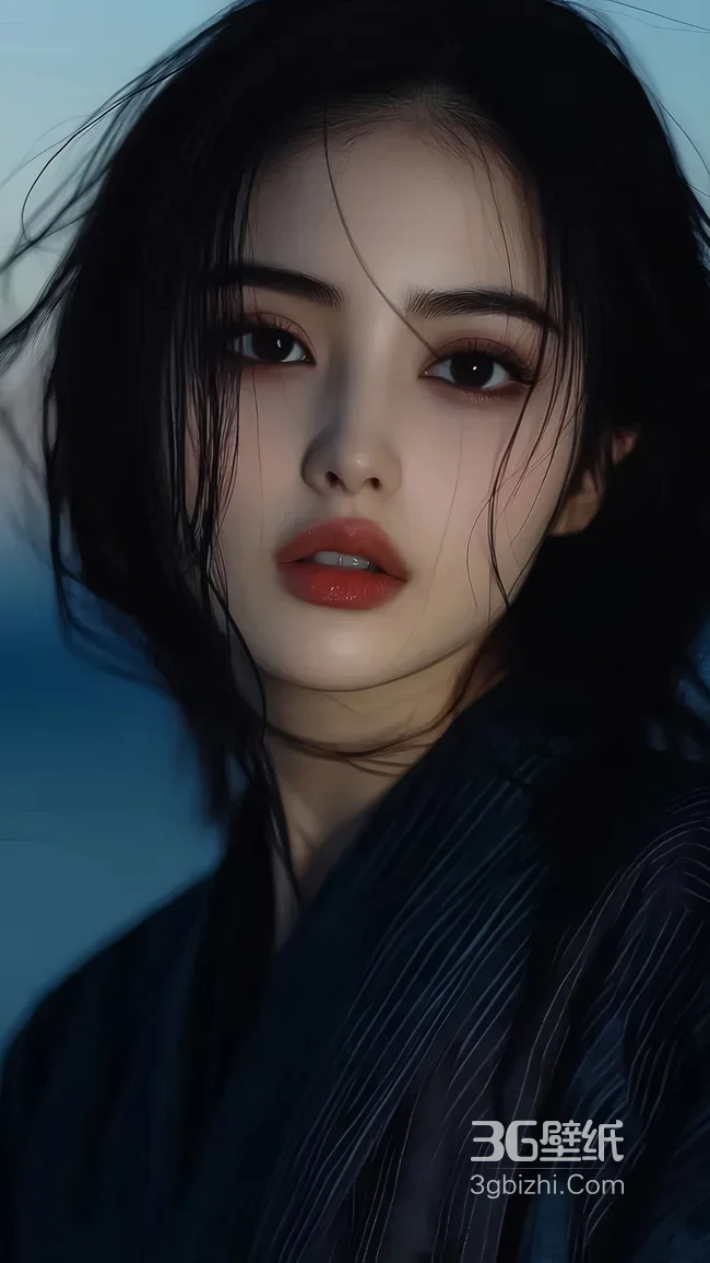 清冷氛围感黑发人物·写实风 手机壁纸设计素材