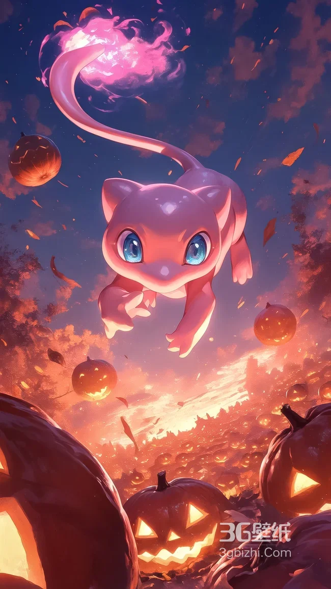 宝可梦梦幻·紫焰魔法南瓜地 奇幻暖系高热度壁纸1