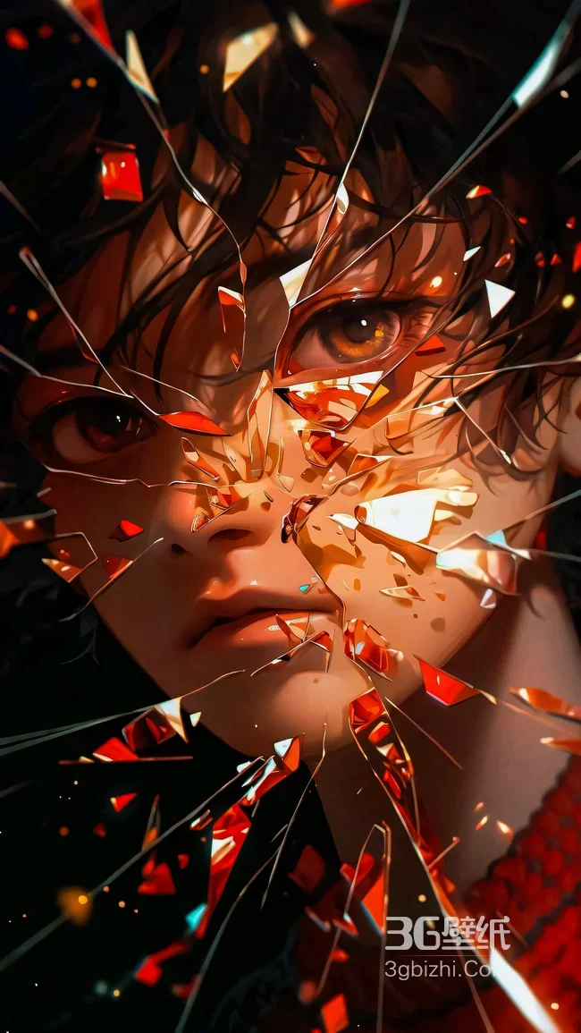 原创帅哥·破碎玻璃特效·暗黑暖系热门手机壁纸1