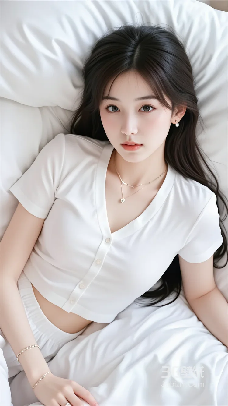 长发女生·白衣居家唯美清新风 高颜女生居家写真5