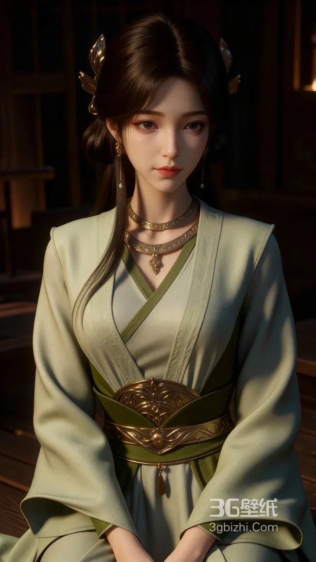 国风《凡人修仙传》梅凝·金饰绿袍·写实古风手机壁纸推荐1