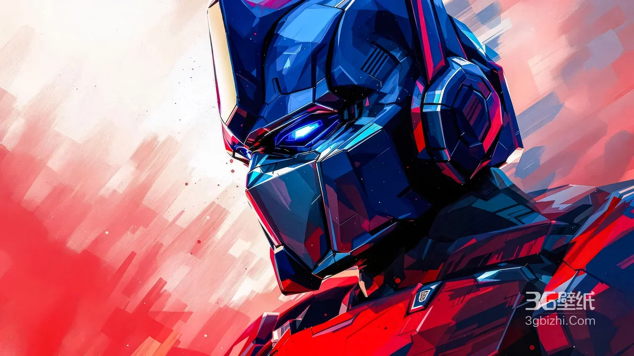擎天柱·蓝光眼眸机甲 炫彩插画风 变形金刚高燃壁纸1