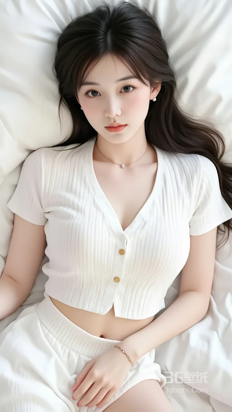 长发女生·白衣居家唯美清新风 高颜女生居家写真3