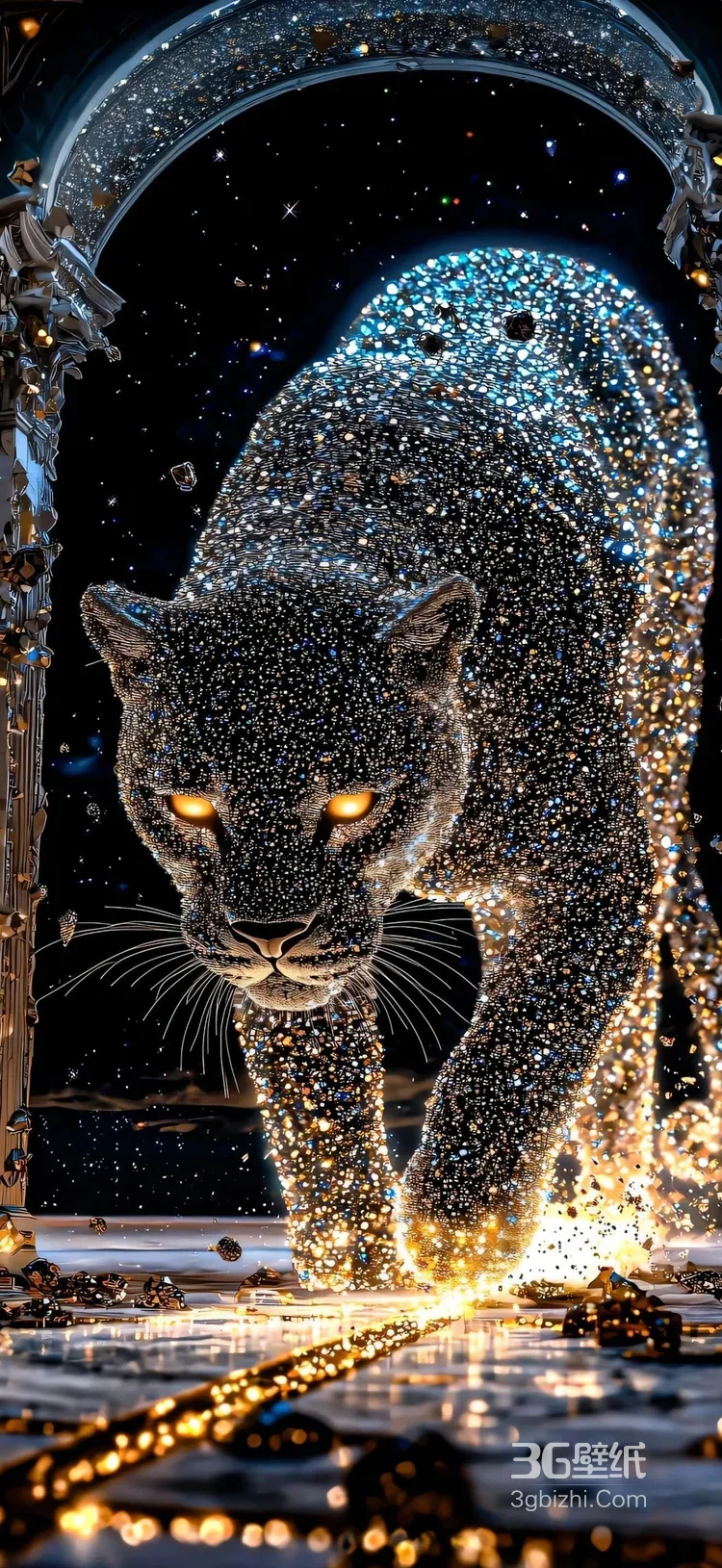 璀璨粒子豹·奇幻星光风 艺术创作 神秘生物各类的豹子超清手机壁纸图片大全1