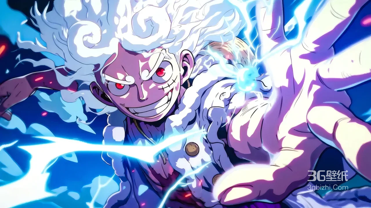 蒙奇·D·路飞（尼卡形态）电光炸裂 海贼王热血动漫电脑壁纸1