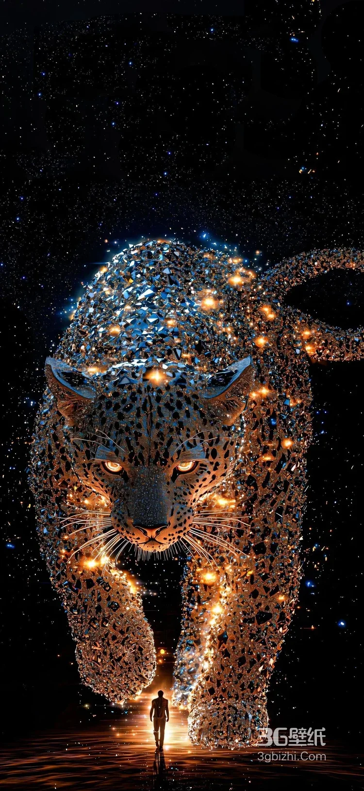 璀璨粒子豹·奇幻星光风 艺术创作 神秘生物各类的豹子超清手机壁纸图片大全2