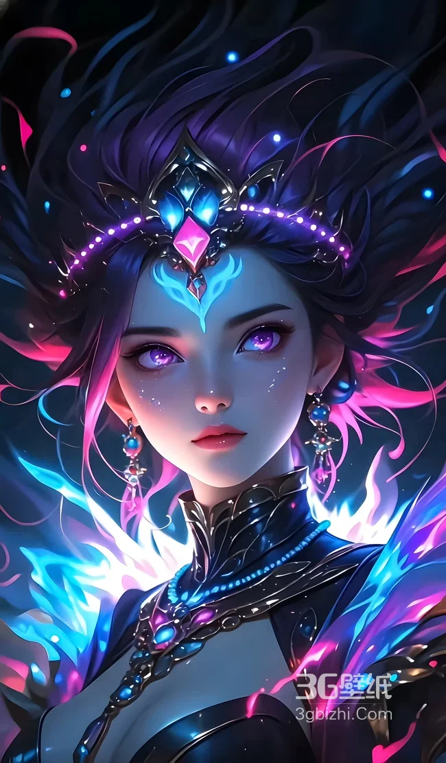 神秘幻彩女角色·流光羽翼游戏风高人气手机壁纸1