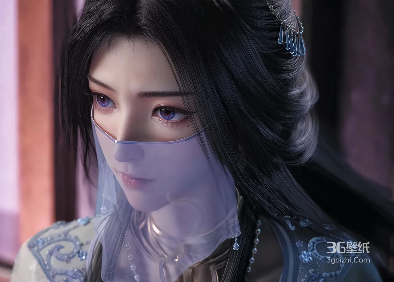 《凡人修仙传》紫灵（紫灵仙子）·轻纱掩面 国漫写实唯美电脑壁纸精选1