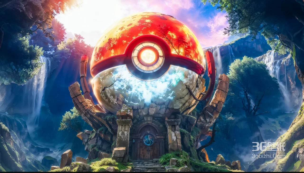 巨型宝可梦精灵球·奇幻古风山谷 写实风场景壁纸1