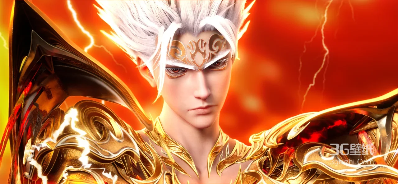 沧元图·孟川神尊姿态（雷神普化天尊） 国漫3D金铠雷电特效 宽屏车机壁纸1