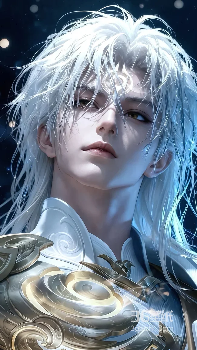 王者荣耀李白银发·华丽盔甲 星空背景 唯美壁纸1