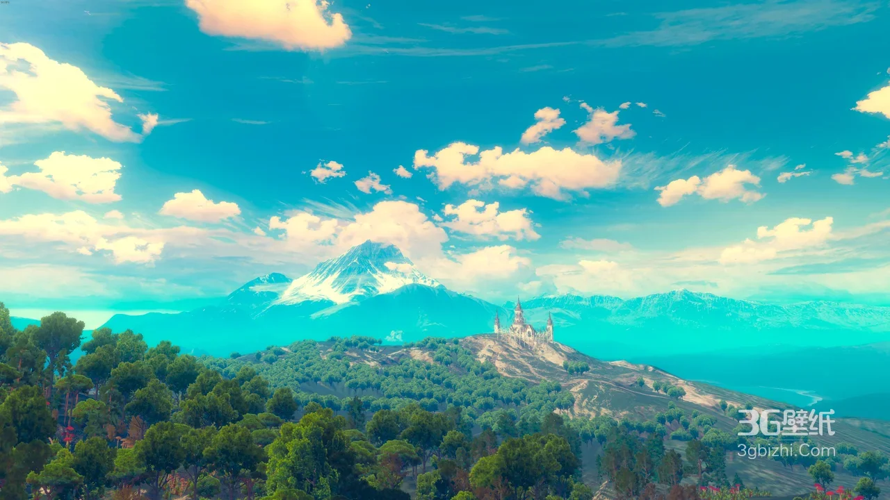 森林雪山城堡·唯美梦幻开放世界游戏风场景 童话意境背景1