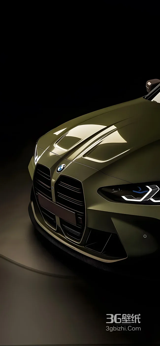 宝马军绿质感前脸 暗黑科技风超酷壁纸1