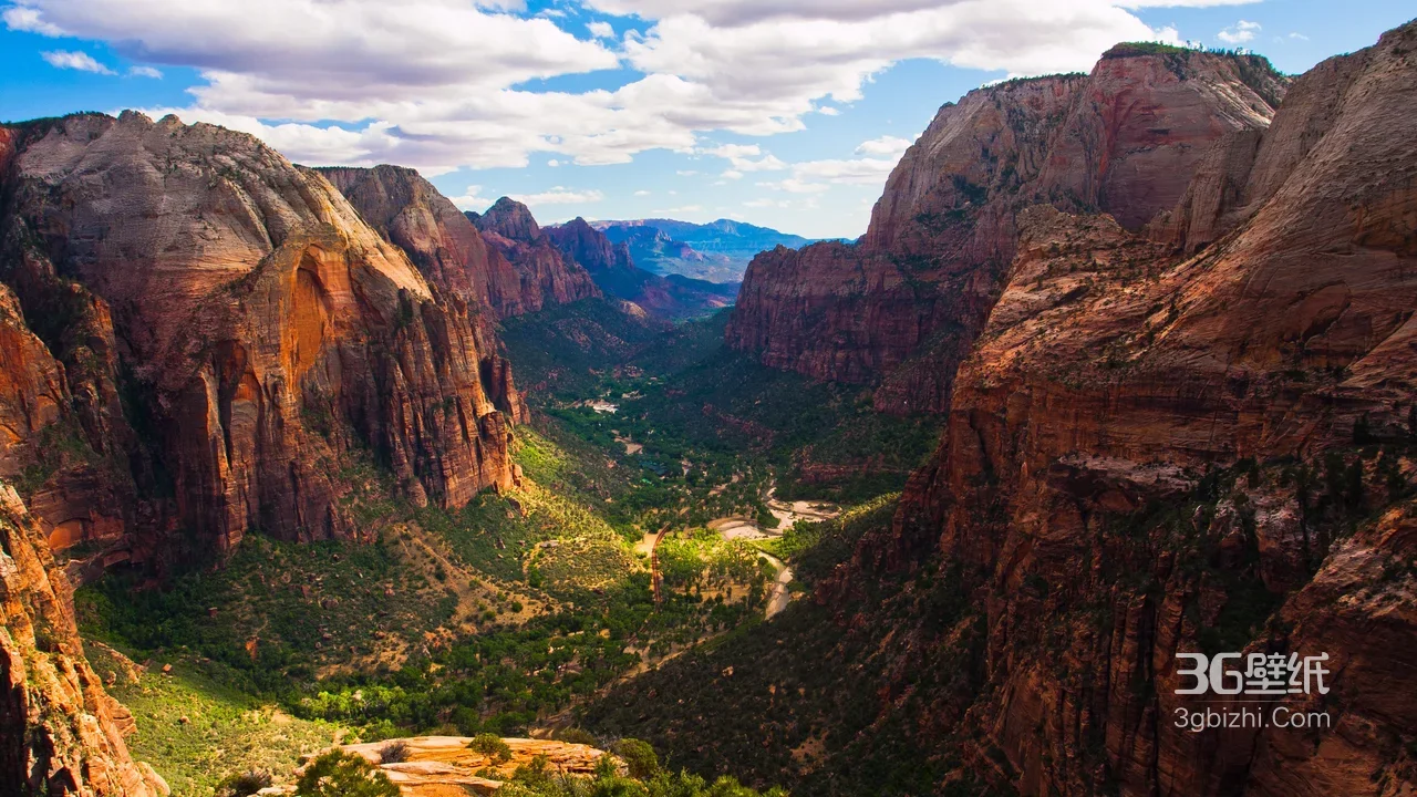 锡安峡谷红岩绿谷·写实唯美 自然风景桌面背景1