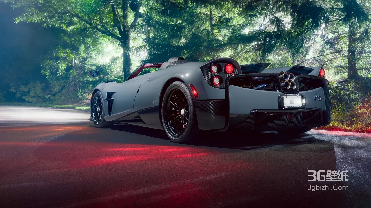 帕加尼Huayra敞篷超跑·夜景森林写实风 超跑电脑壁纸1