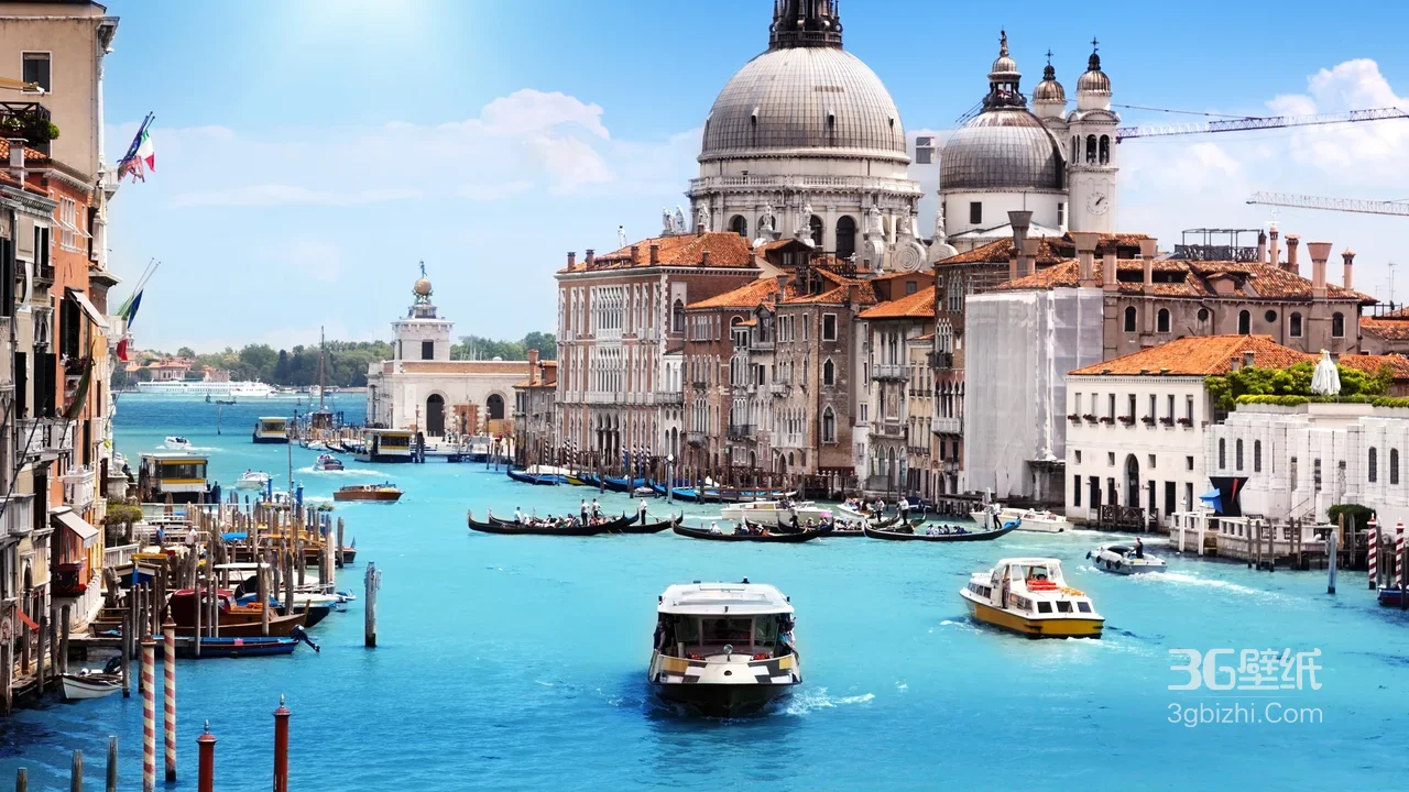 威尼斯大运河·圣玛利亚大教堂 唯美写实威尼斯风景壁纸1