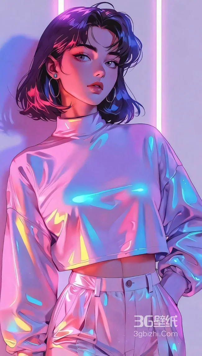 赛博朋克霓虹二次元人物 潮流炫酷手机壁纸1