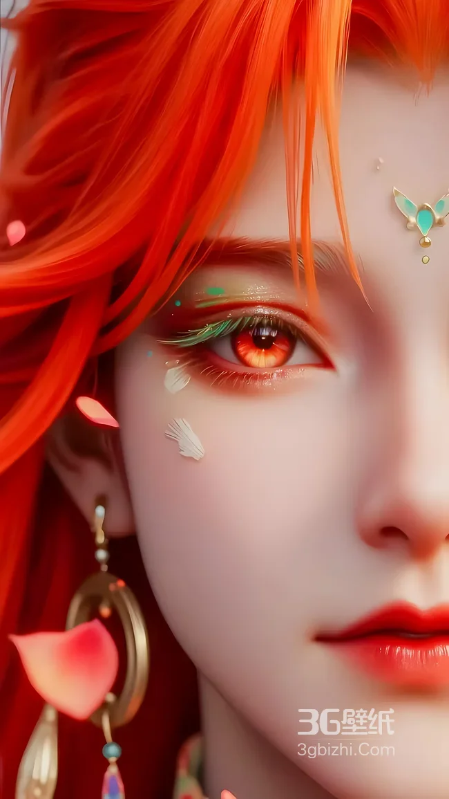 红发国风美女·柳七月·唯美古风妆容·原创古风手机壁纸高人气款1