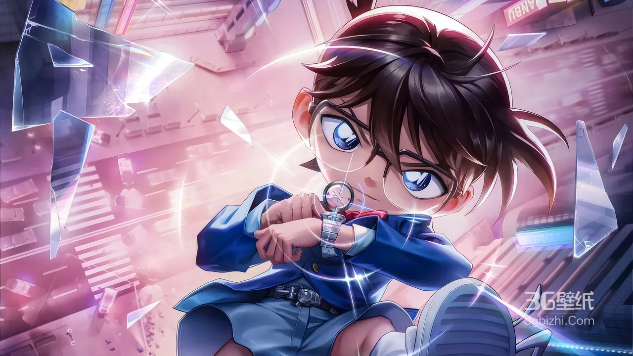 江户川柯南·手表麻醉枪 二次元动漫《名侦探柯南》赛博都市壁纸1