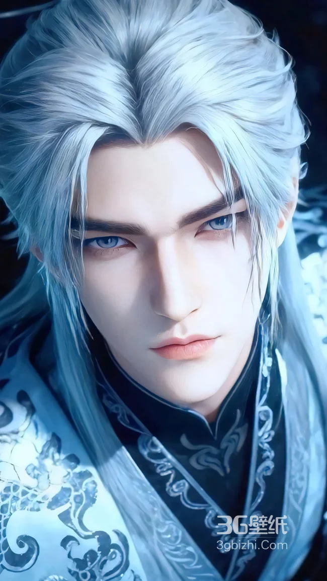 银发古风帅哥·王林·国风精致龙纹服饰 古风帅哥手机壁纸1