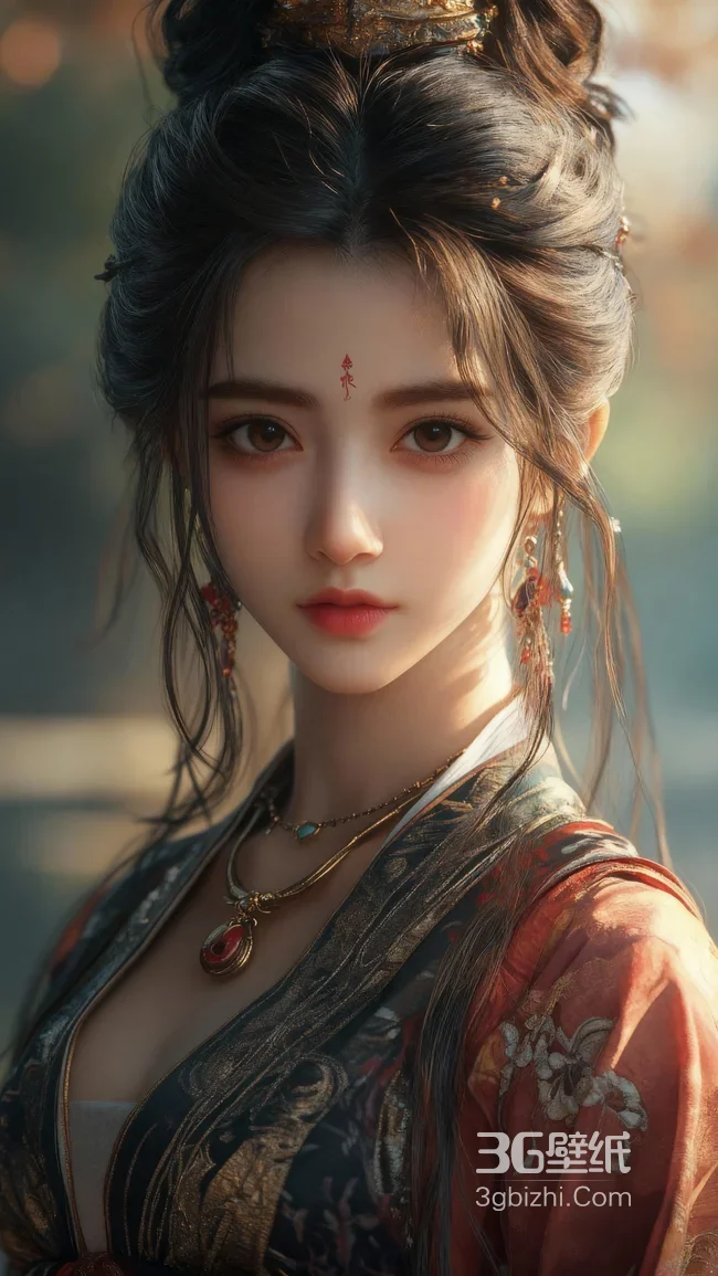 古风仕女·华丽国风服饰 古典妆容 国风写实手机壁纸1