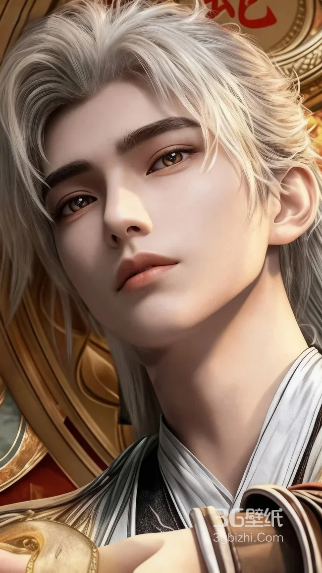 银发古风帅哥·完美世界石昊·写实国漫风 高人气古风手机壁纸1